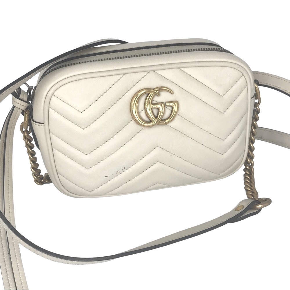 𝅺Gucci GG Marmont Matelasse Mini Bag in Off White